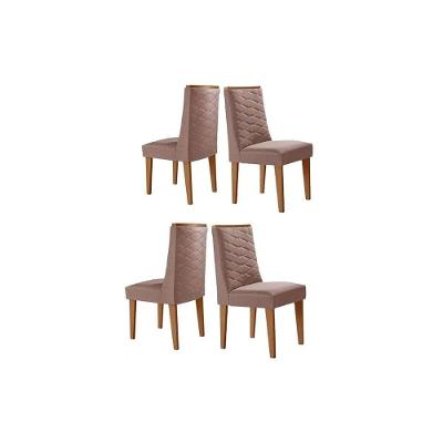 Cadeira Sala De Jantar Dafne Kit 4 Un Naturale-linho Capuccino - Rufato