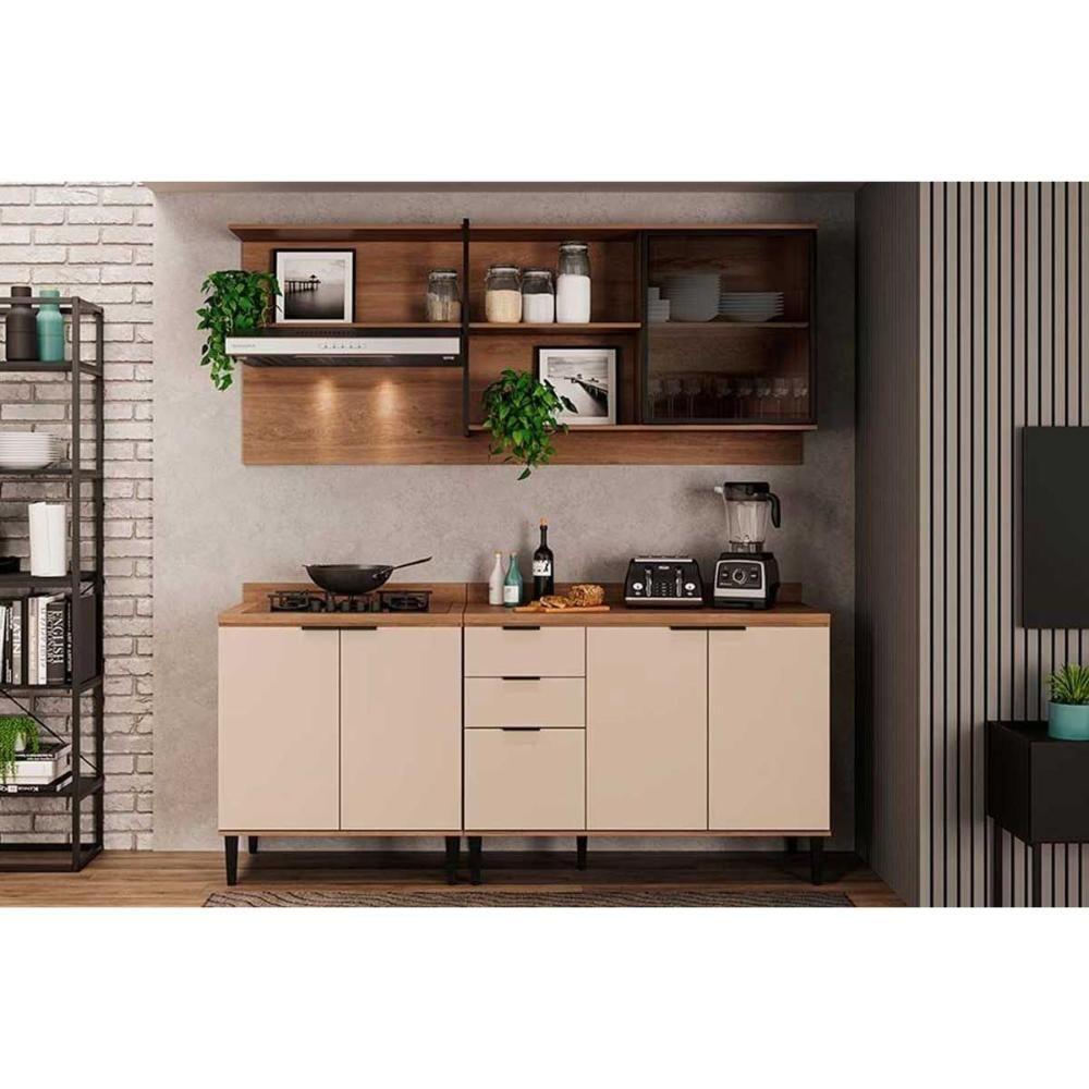 Cozinha Modulada Completa Alpha 3 Peças (1aéreo+2balcões) C3p37 Freijo-off White - Carraro - 1