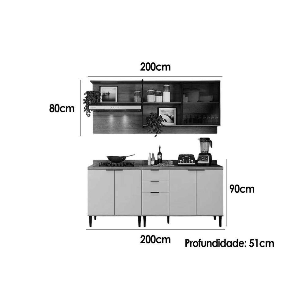Cozinha Modulada Completa Alpha 3 Peças (1aéreo+2balcões) C3p37 Freijo-off White - Carraro - 2