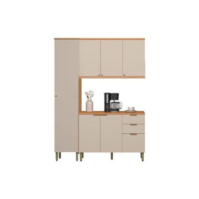 Kit Cozinha Modulada 3 Peças Selene (1balcão+1aéreo+1paneleiro) Cp23 Jequitiba-off White Fosco - Linea Brasil