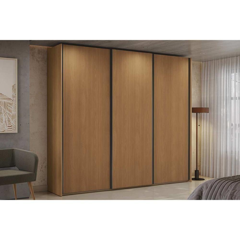 Guarda Roupa Casal 3 Portas De Correr E 4 Gavetas T582 Canela - Kappesberg - 1