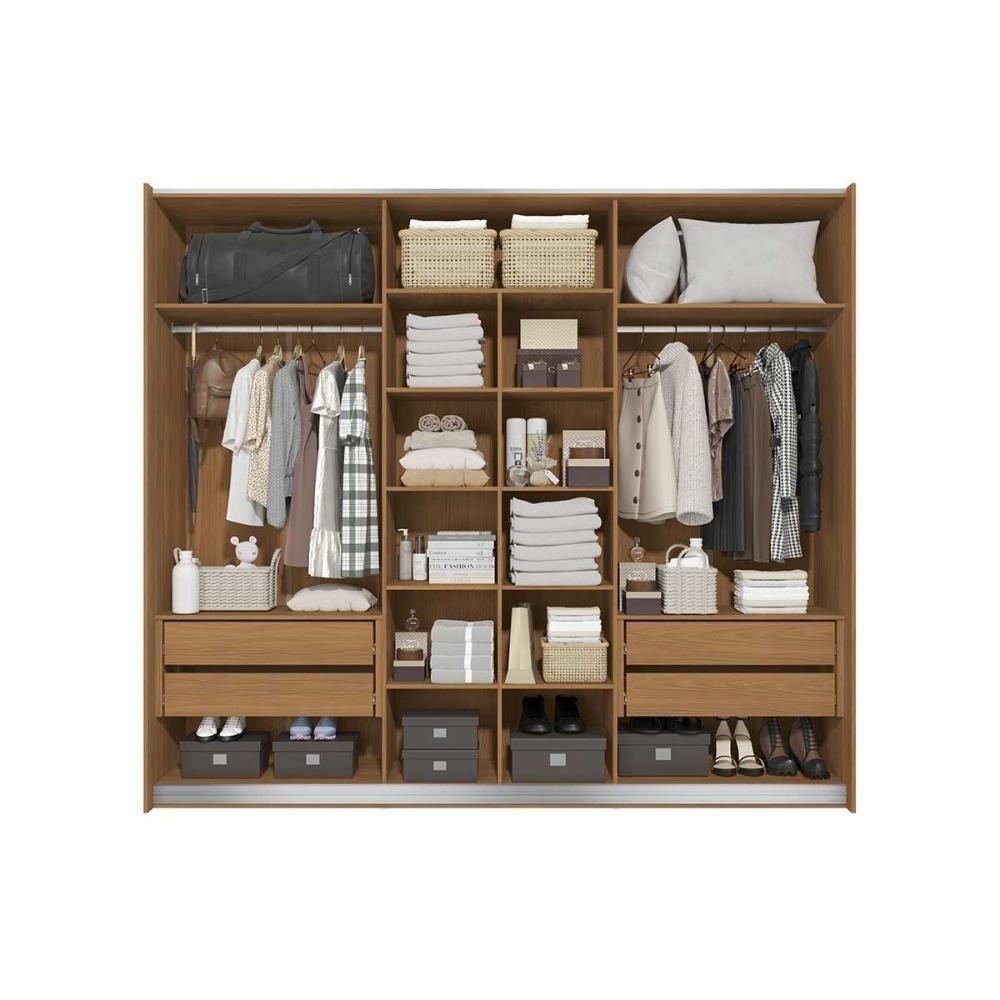 Guarda Roupa Casal 3 Portas De Correr E 4 Gavetas T582 Canela - Kappesberg - 5