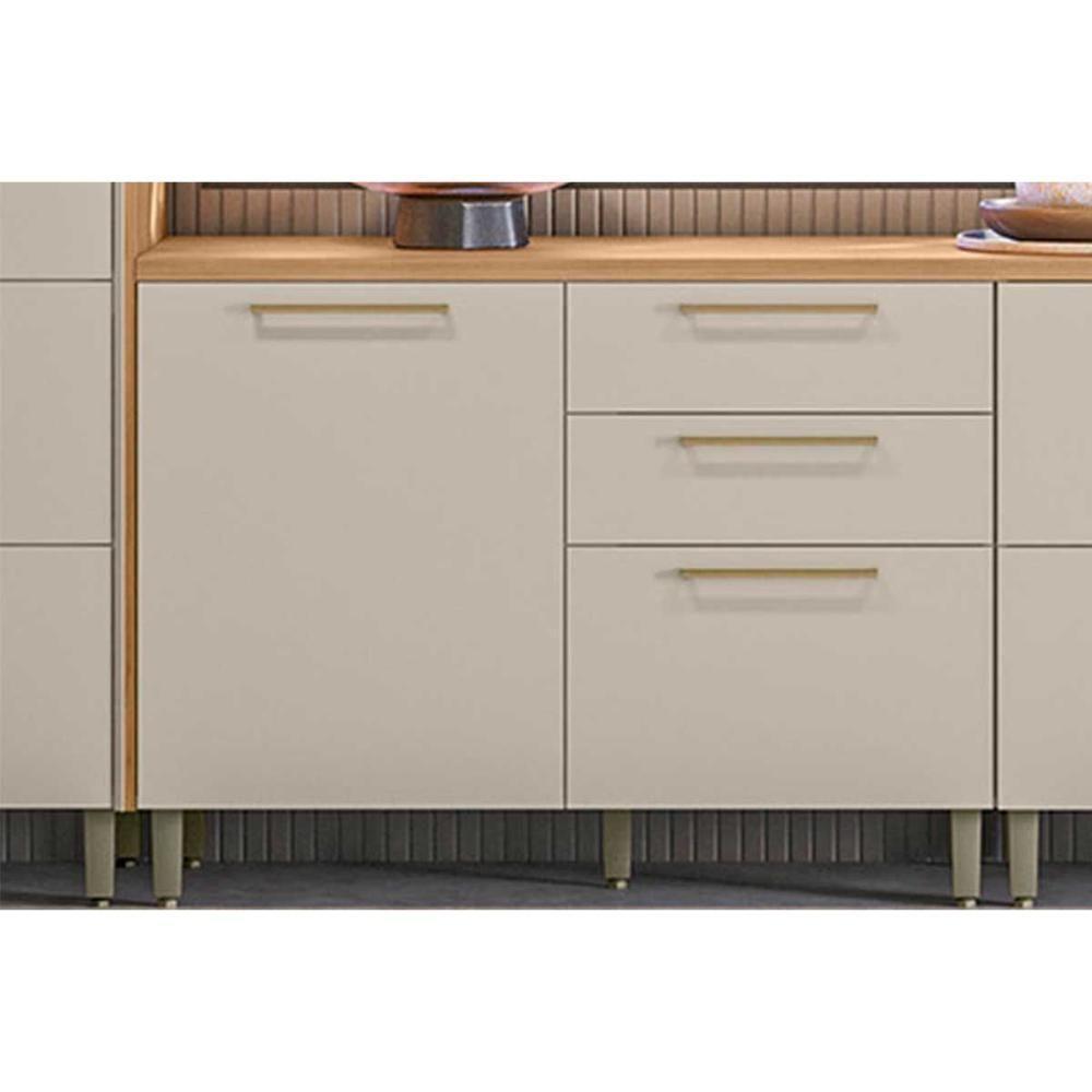 Gabinete De Cozinha Modulado C- Tampo Atena C- 1 Porta E 3 Gavetas 120cm Jequitiba-off White Fosco - Linea Brasil - 8