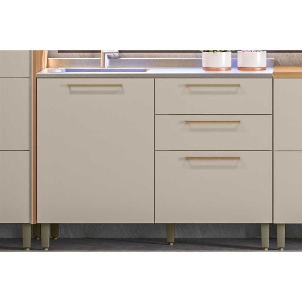 Gabinete De Cozinha Modulado C- Tampo Atena C- 1 Porta E 3 Gavetas 120cm Jequitiba-off White Fosco - Linea Brasil - 9
