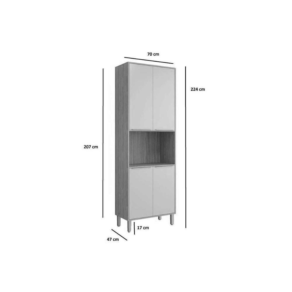 Paneleiro De Cozinha Brilhante Torre Quente C- 4 Portas E 1 Nicho P- Forno 70cm Cinamomo-off White - Mgm - 4