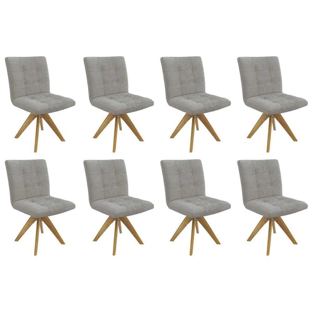 Cadeira Sala De Jantar Nice 1c001ca Premium Madeira Maciça Kit 8 Un Carvalho-boucle Cinza - Kappesberg - 1