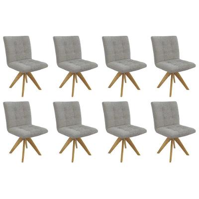 Cadeira Sala De Jantar Nice 1c001ca Premium Madeira Maciça Kit 8 Un Carvalho-boucle Cinza - Kappesberg