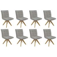 Cadeira Sala De Jantar Nice 1c001ca Premium Madeira Maciça Kit 8 Un Carvalho-boucle Cinza - Kappesberg - 1