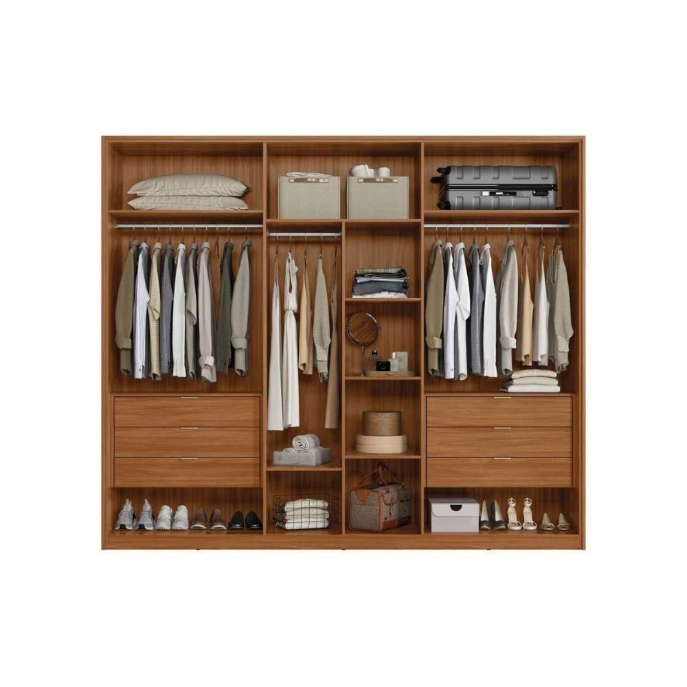 Guarda Roupa Casal 6 Portas (2 Ripadas E 2 C- Espelho) E 6 Gavetas Atrice Nogueira Touch - Demóbile - 7