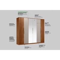 Guarda Roupa Casal 6 Portas (2 Ripadas E 2 C- Espelho) E 6 Gavetas Atrice Nogueira Touch - Demóbile - 2