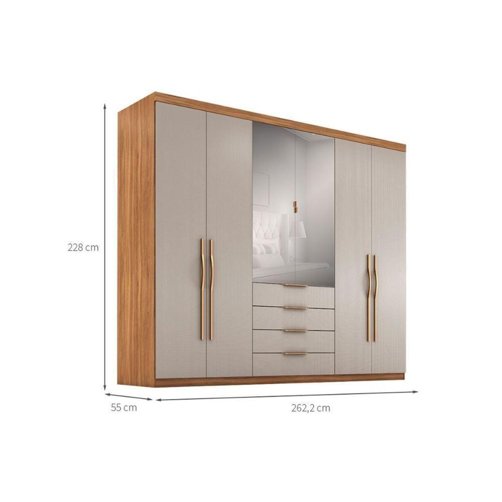Guarda Roupa Casal 6 Portas (2 C- Espelho) E 4 Gavetas Giardino Amendola-nude Prime Tx - Demóbile - 2