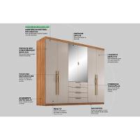 Guarda Roupa Casal 6 Portas (2 C- Espelho) E 4 Gavetas Giardino Amendola-nude Prime Tx - Demóbile
