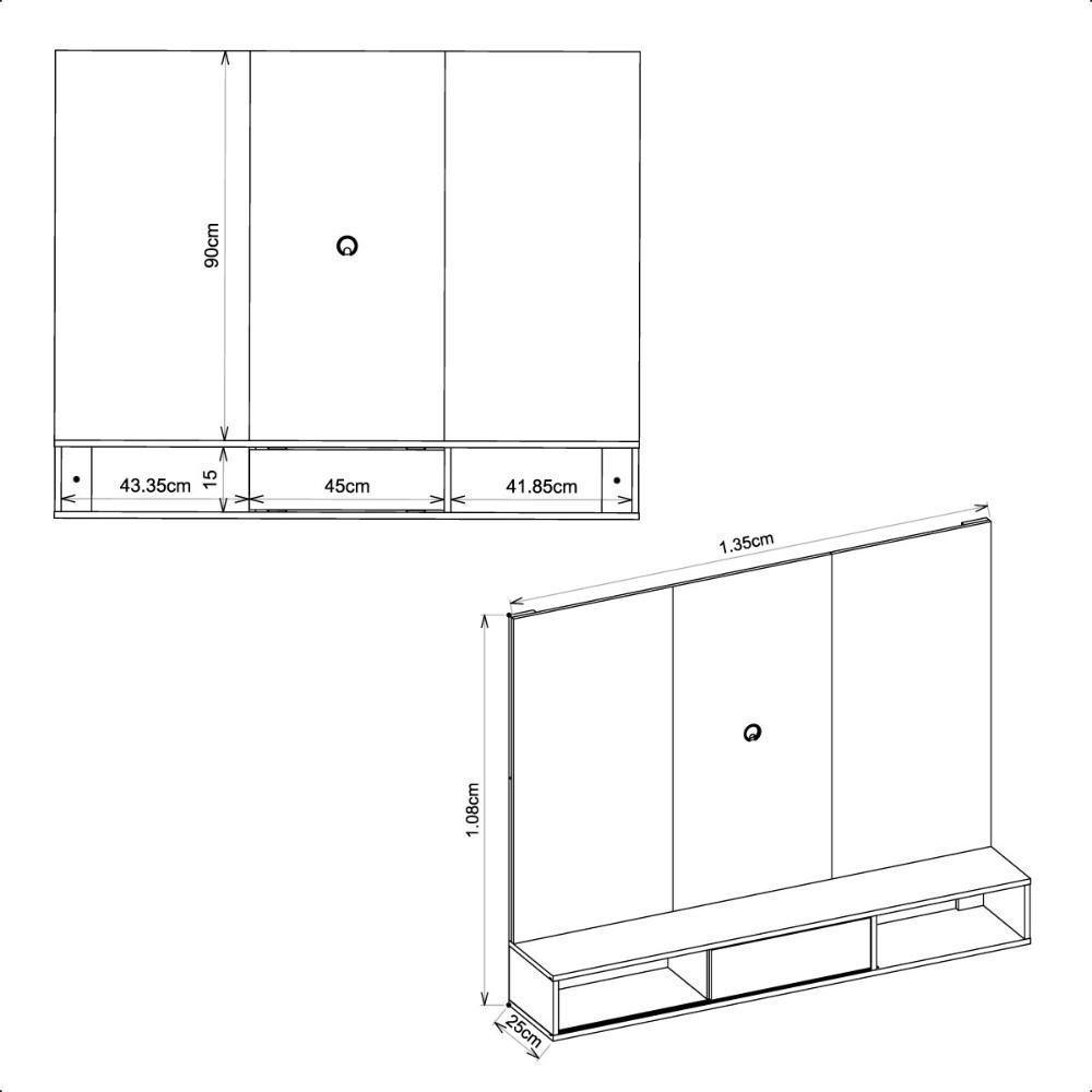 Painel Para Tv Até 55 Polegadas Marrom Mine Caemmun - 6