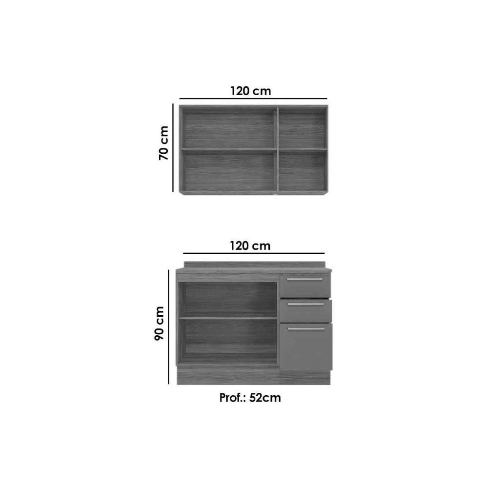 Cozinha Modulada Kappsberg Botanic Botanic 3 Peças (1aéreo+1balcão+1complemento) C3p15 Nogueira-fendi-kappesberg - 7
