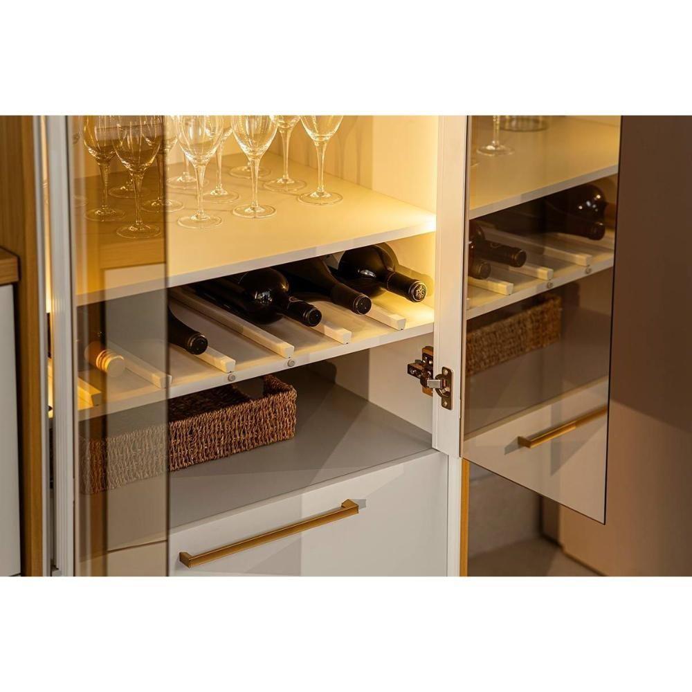 Cozinha Modulada Completa Atena 4 Peças (2aéreos+1balcão+1cristaleira) Cp06 Jequitiba-off White Fosco - Linea Brasil - 7