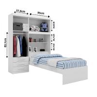 Guarda Roupa De Solteiro Com Cama E Baú Turim Branco Batrol Branco - 3