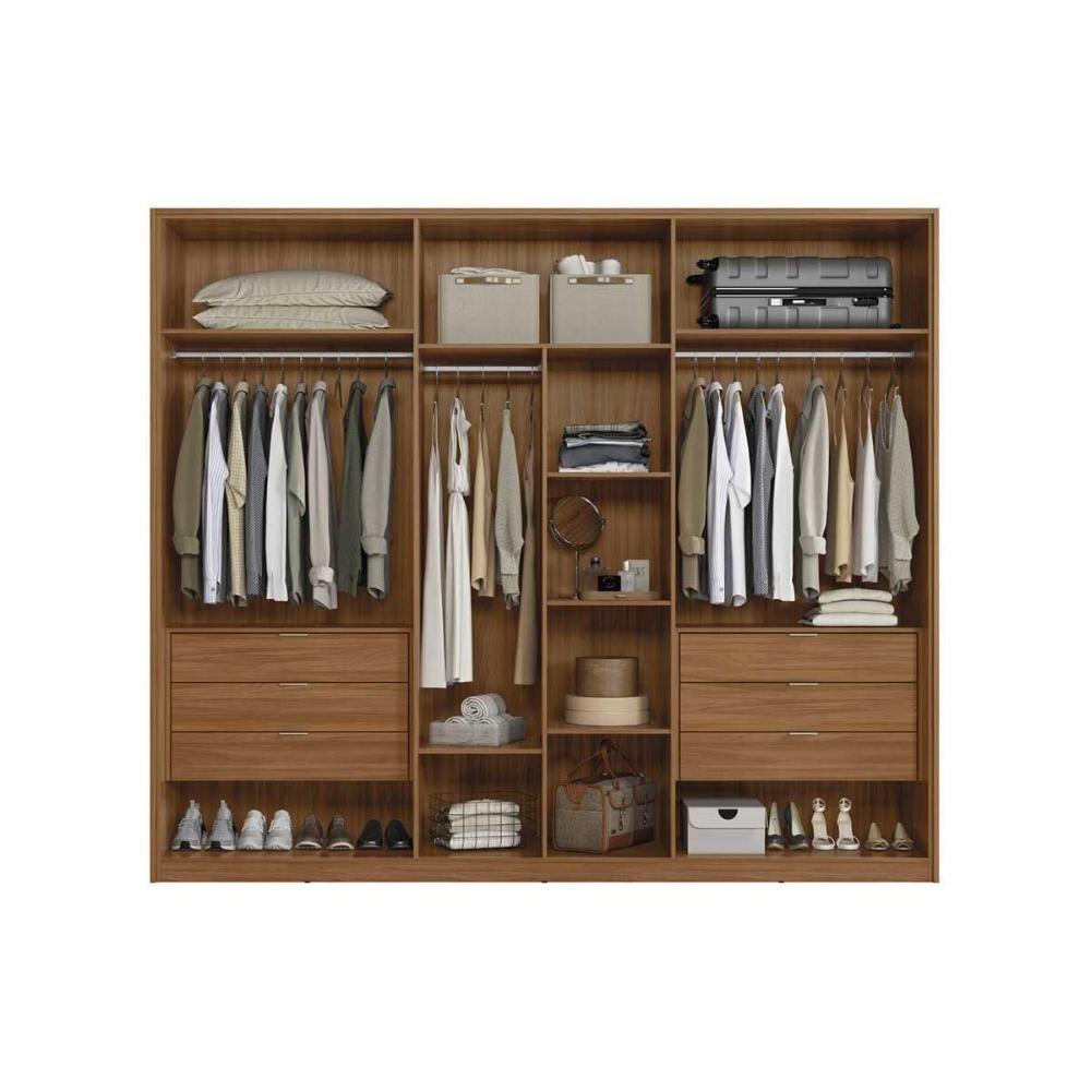 Guarda Roupa Casal 6 Portas (2 Ripadas E 2 C- Espelho) E 6 Gavetas Atrice Nogueira Touch-nude Prime - Demóbile - 4