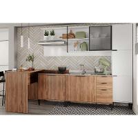 Cozinha Modulada Completa Alpha 5 Peças (1aéreo+2balcões+1paneleiro+1ilha) C5p133 Freijo-branco - Carraro - 1