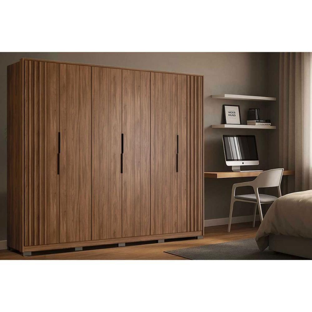Guarda Roupa Casal 6 Portas (2 Ripadas) E 6 Gavetas C- Pés Atrice Nogueira Touch - Demóbile - 1