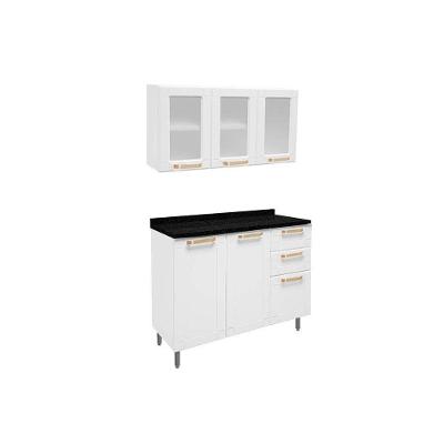 Kit de Cozinha Completa 2 Peças Colors C2P18 6 Portas 2 Gavetas Aço Branco