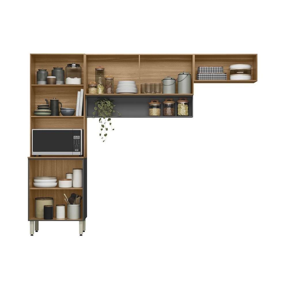 Kit De Cozinha Compacta Alba C- 6 Portas E 1 Nicho 250cm Amendola-grafito Prime Tx - Demóbile - 3