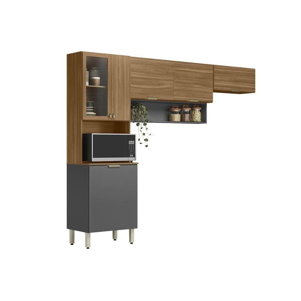 Kit De Cozinha Compacta Alba C- 6 Portas E 1 Nicho 250cm Amendola-grafito Prime Tx - Demóbile - 9