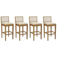 Banqueta Sala De Jantar Sara 1bmm005ca Premium Madeira Maciça Kit 4 Un Carvalho-linho Bege Argila-tela Bege - Kappesberg - 1