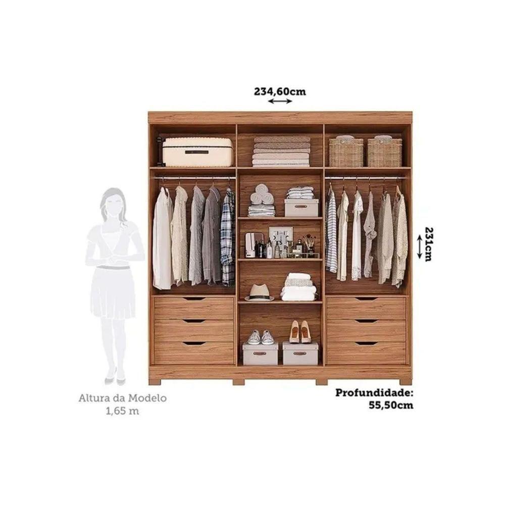 Guarda Roupa 6 Portas E 6 Gavetas C- Pés Cecilia Branco - Panan - 4