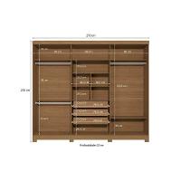 Guarda Roupa Casal 6 Portas (2 C- Espelho) E 3 Gavetas C- Pés Cb01t580 Canela-off White - Kappesberg - 2