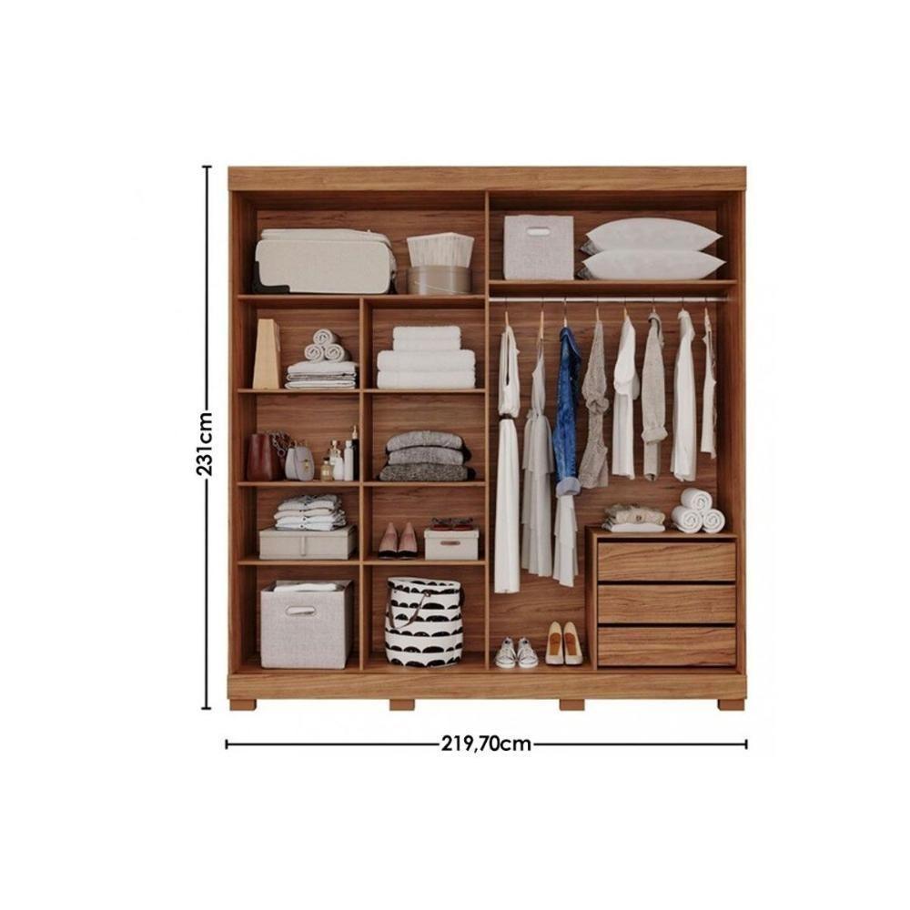 Guarda Roupa 2 Portas De Correr E 3 Gavetas C- Pés Ayla Branco - Panan - 2