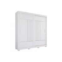 Guarda Roupa 2 Portas De Correr E 3 Gavetas C- Pés Ayla Branco - Panan - 1