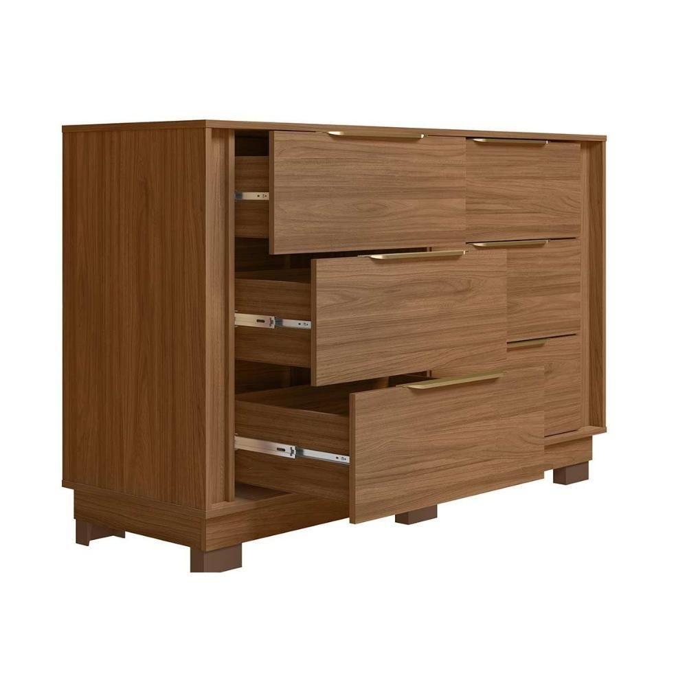 Cômoda De Quarto Giardino C- 6 Gavetas E Pés Nogueira Touch-nude Prime - Demóbile - 5