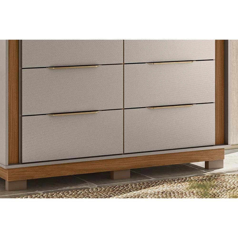 Cômoda De Quarto Giardino C- 6 Gavetas E Pés Nogueira Touch-nude Prime - Demóbile - 7