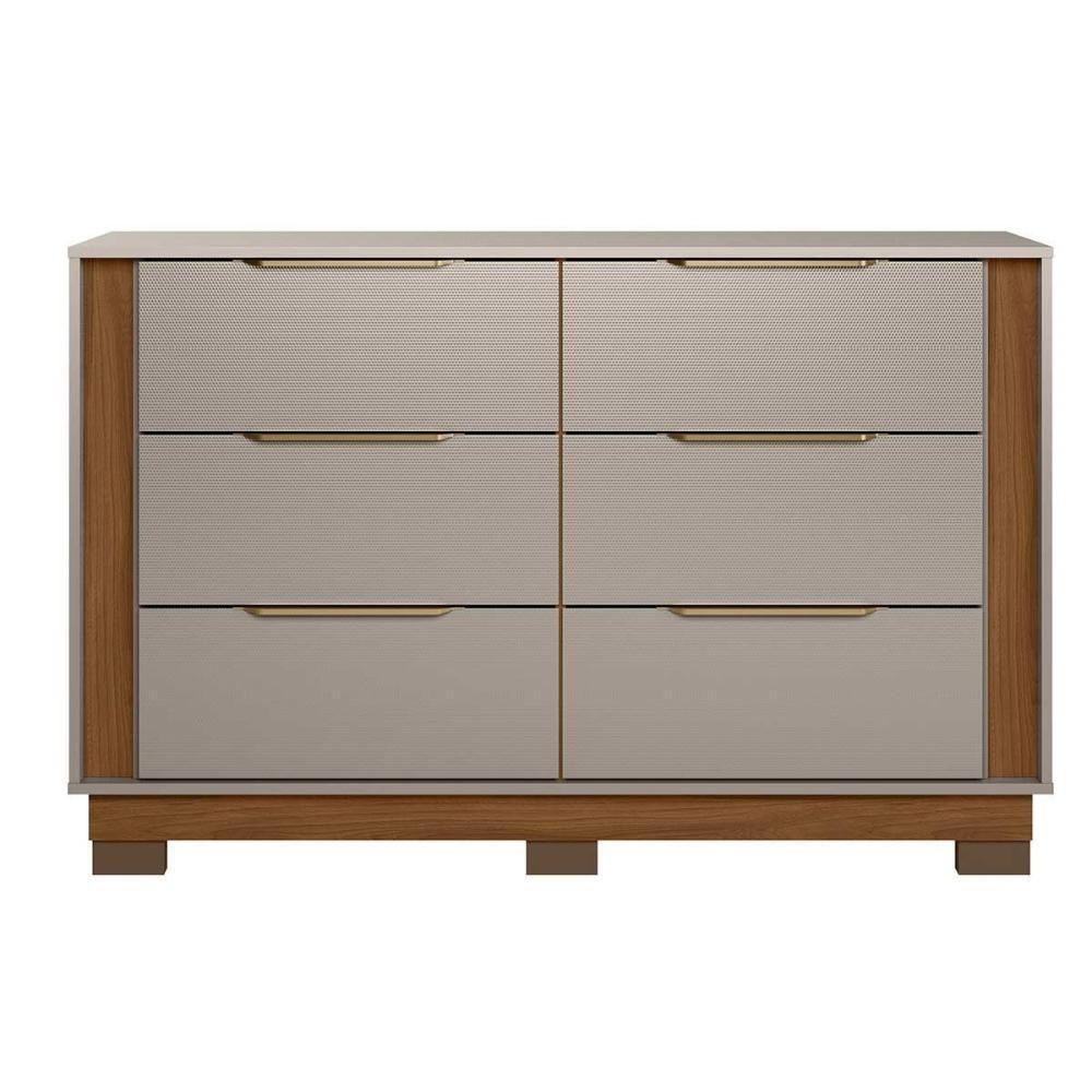 Cômoda De Quarto Giardino C- 6 Gavetas E Pés Nogueira Touch-nude Prime - Demóbile - 10