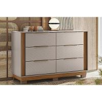 Cômoda De Quarto Giardino C- 6 Gavetas E Pés Nogueira Touch-nude Prime - Demóbile - 1