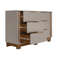 Cômoda De Quarto Giardino C- 6 Gavetas E Pés Nogueira Touch-nude Prime - Demóbile