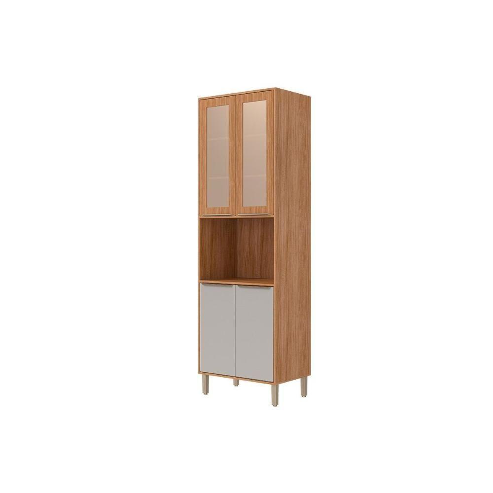 Paneleiro De Cozinha Cristaleira Divina C- 4 Portas (2 C- Vidro Reflecta) E 1 Nicho 70cm Cinamomo-off White - Mgm - 1