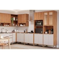 Paneleiro De Cozinha Cristaleira Divina C- 4 Portas (2 C- Vidro Reflecta) E 1 Nicho 70cm Cinamomo-off White - Mgm - 6