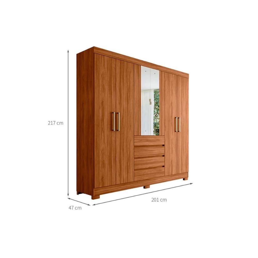 Guarda Roupa Casal 6 Portas (2 C- Espelho) E 4 Gavetas ópera Cinamon-off White - Demóbile - 2