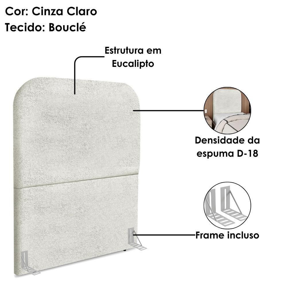 Cabeceira Solteiro 90 Cm Com Frame Alana Boucle Cinza Claro Artte - 5