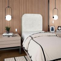 Cabeceira Solteiro 90 Cm Com Frame Alana Boucle Cinza Claro Artte - 9