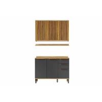 Cozinha Modulada Ronipa Sauvignon Sauvignon 3 Peças (1aéreo+1balcão+1complemento) C3p47 Amendoa-grafite - Ronipa - 1