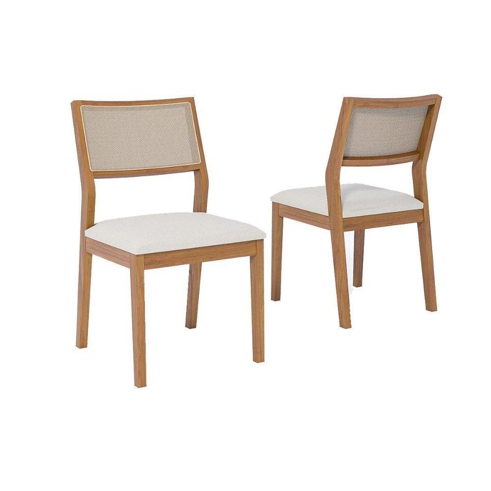 Cadeira Sala De Jantar Oiti Kit 2 Un Carvalho-linho Cru-tela - Cimol - 1