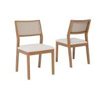 Cadeira Sala De Jantar Oiti Kit 2 Un Carvalho-linho Cru-tela - Cimol - 1