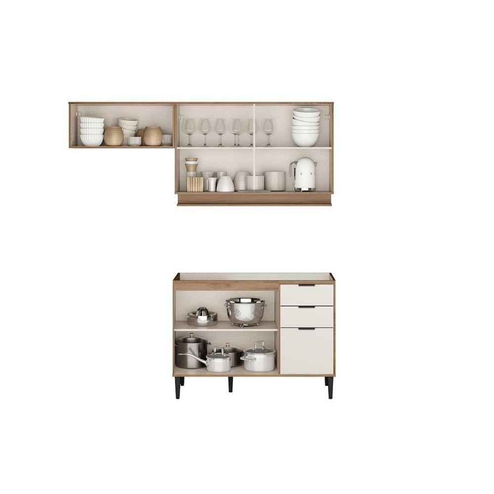 Kit De Cozinha Completa 3 Peças Alpha (2aéreos+1balcão) C3p30 Branco - Carraro - 3