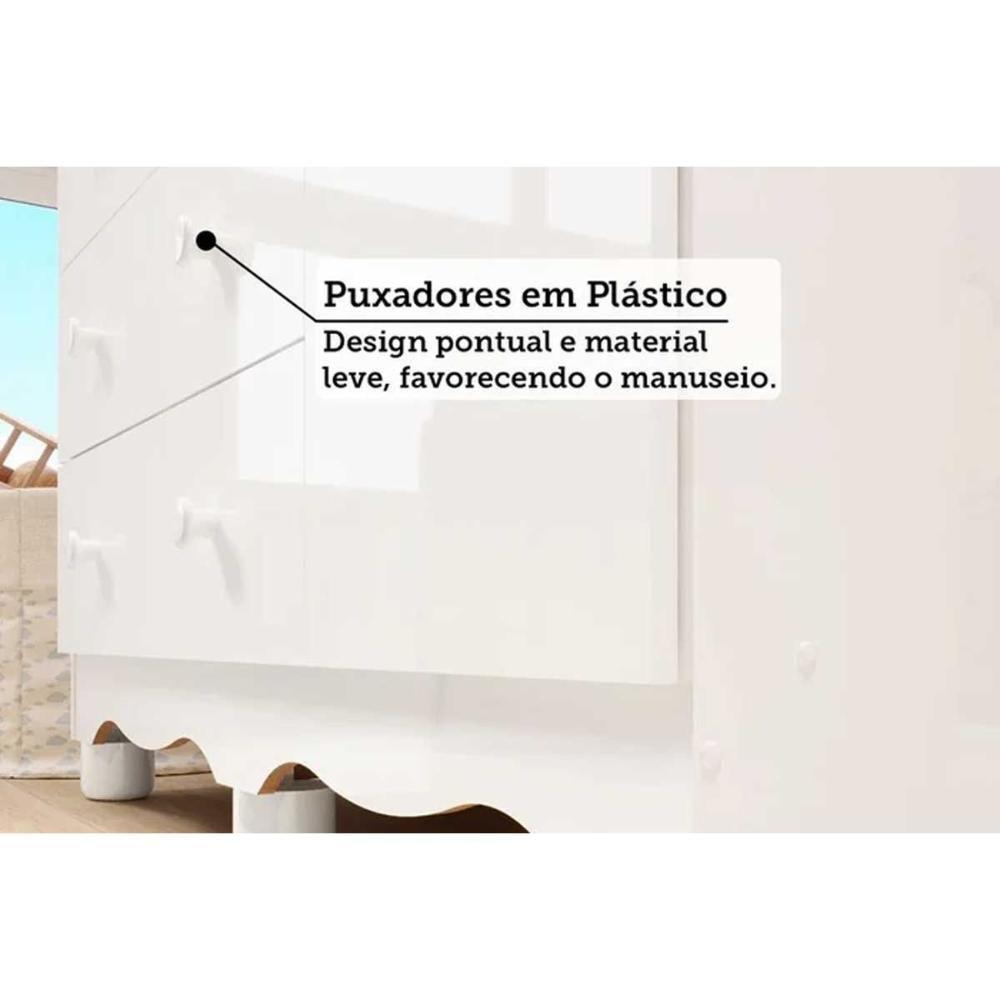 Cômoda Infantil Junior C- 1 Porta E 4 Gavetas Branco - Peroba - 8