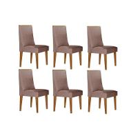 Cadeira Sala De Jantar Dakota Kit 6 Un Naturale-linho Capuccino - Rufato - 1