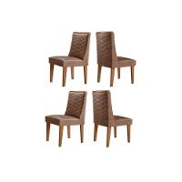 Cadeira Sala De Jantar Dafne Kit 4 Un Naturale-corano Capuccino - Rufato - 1