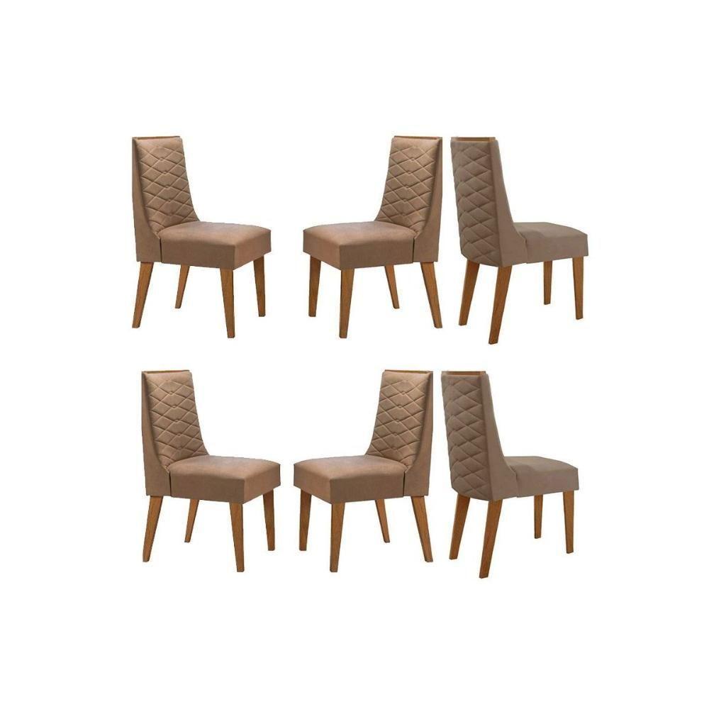 Cadeira Sala De Jantar Dafne Kit 6 Un Naturalle-suede Capuccino - Rufato - 1