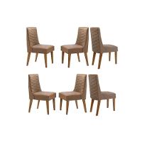 Cadeira Sala De Jantar Dafne Kit 6 Un Naturalle-suede Capuccino - Rufato - 1